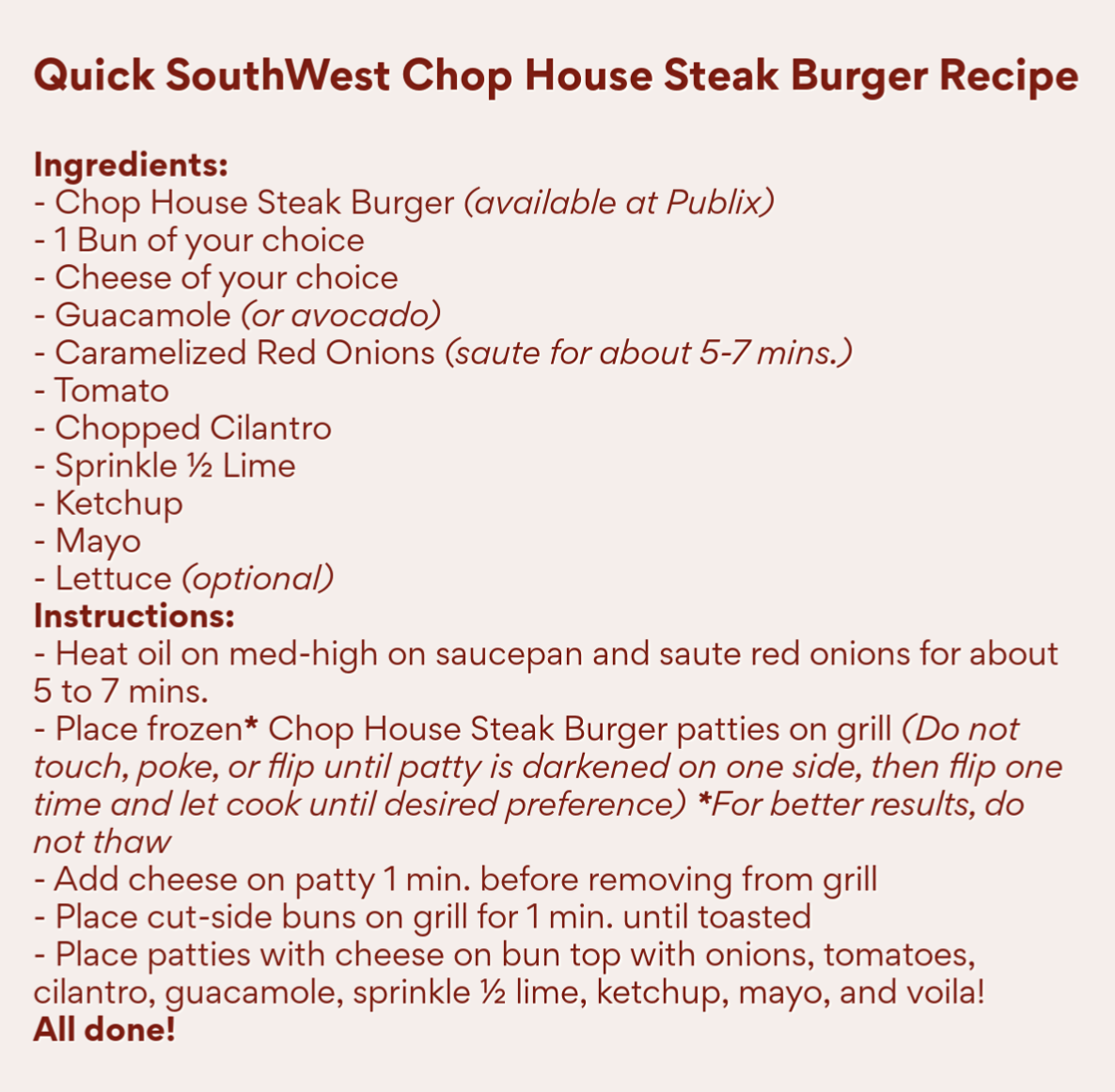 Chop House Steak Burger
